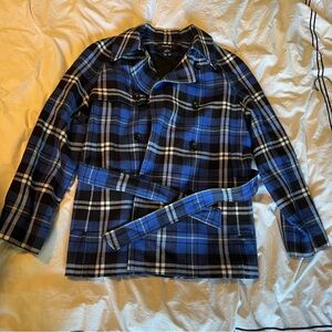 Stunning blue plaid coat 
Size medium